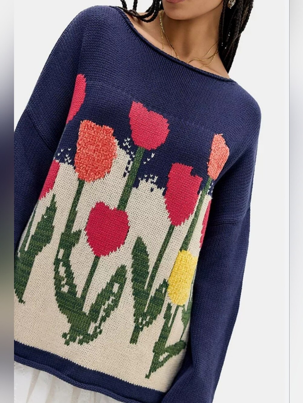 BDG Reagen Tulip  Knit Oversized Cotton Sweater - Picture 2 of 7